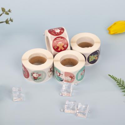 China Decorative Sealing Christmas Printed by Christmas Decorative Paste Rolls Paste Present Sticker Happy Sticker Label for sale