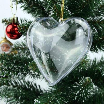 China Clear Plastic Heart Shape Plastic Ball Craft Ball Clear Baubles For Christmas Wedding Decoration for sale