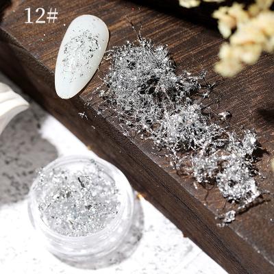 China 12-Color to Choose Silver White Foil Sequins for Mirror Irregular Powder Glitter Winter Nail Glitter Manicuring Decorations for sale