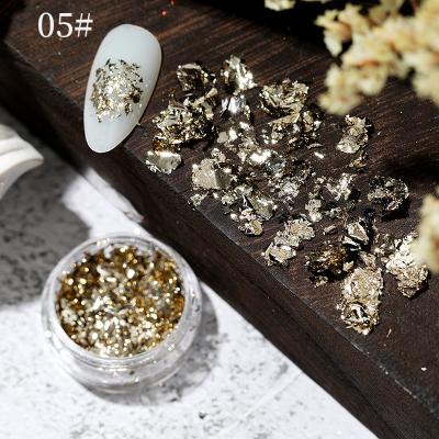 China 12-Color to Choose Wholesale Gold Foil Sequins for Nails Glitter Irregular Mirror Sprinkle Nail Glitter Dust Sequins Manicuring Decorations for sale