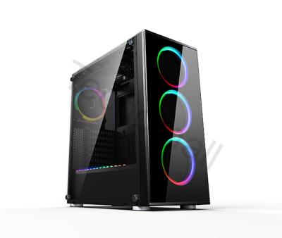 China With Side Panel Window Mirror Custom Tempered Glass Mid Tower PC Cabinet ATX Gaming Computer Desk Case for sale