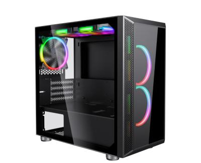 China With New Fan Design RGB ATX Micro Gaming Case With M3 Tempered Glass for sale