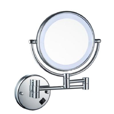 China HSY1001 2-Face Bathroom Cosmetic Mirror With LED Light Round Double Side Magnifying 1x&3x/5x/7x/10x for sale