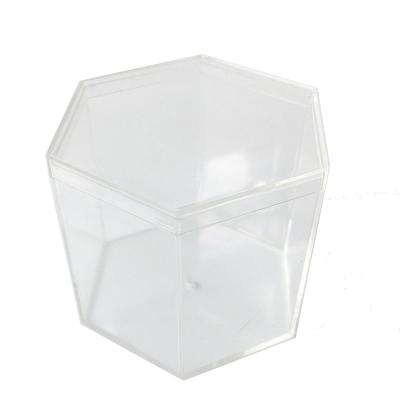 China Hexagon Shape Plastic Container Candy Favor Storage Aseptic Clear Wedding Box For Party for sale