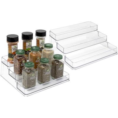 China Sustainable 3 Tier Step Shelf Organizer For Kitchen Pantry Cabinet Countertop Bathroom Desk for sale