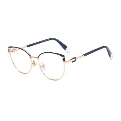 China New Arrival Cats Eye Design Metal Frame Reading Glass Blue Light Blocking Glasses Unisex Glasses Frames Fashion Round Optical Frames 66045 for sale