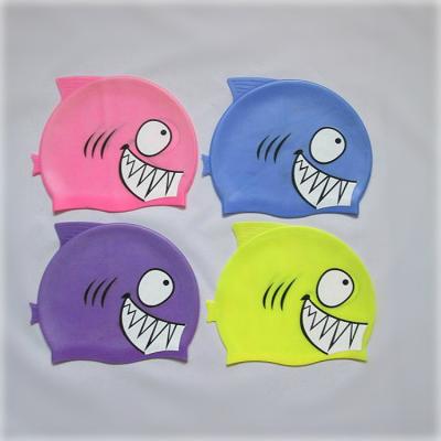 China Cartoon Swim Cap Silicone Kids Swimming Hat Kids Waterproof Children Fish Shaped Swimming Hat Silicone Swimming Cap For Kids for sale