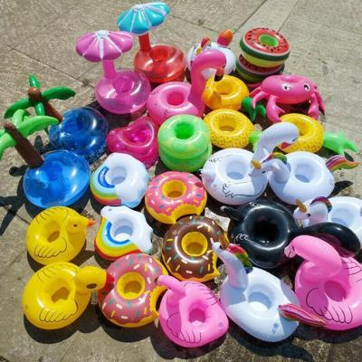 China Swimming Pool Beach Sustainable Inflatable Floating Colorful Swan Can Beer Cup Holder Boat Toy for sale