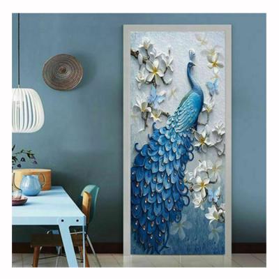 China Recycled Custom Design Animal Peacock 3D Wall Stick Door Stickers Living Room Office Waterproof For Amazon for sale