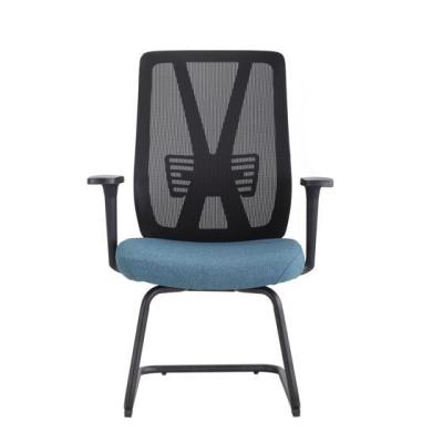 China (Height) Adjustable Metal Bow Legs Upholstery Mesh Back Office Conference Hall Mid Back Chairs for sale