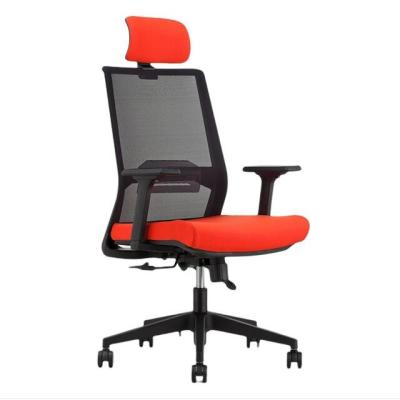 China Red Color Cushion High Back Mesh Fabric Swivel Office Executive Swivel Chair For Office Building for sale