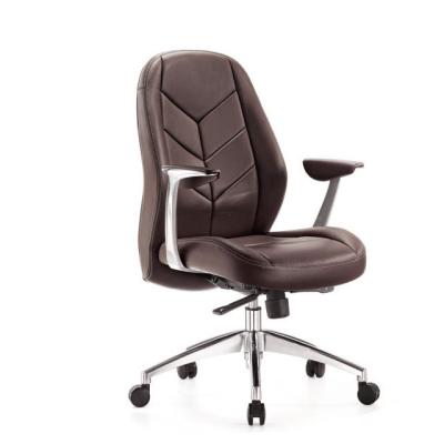 China Low Back (Height) Executive Brown Leather Office Chair Adjustable Fashion Excellent Quality For Home Office for sale