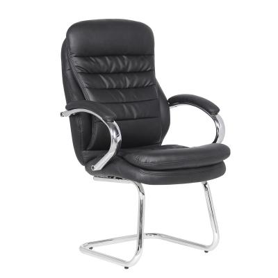 China (High Height)Adjustable Office Hideaway Design Black Leather Office Mid Back Chair For Visitors for sale