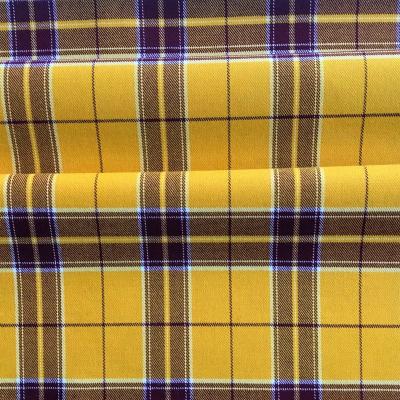 China Polyester Spandex Viable Rayon Yellow Stretch Yarn Dyed Uniform Fabric For Dress for sale