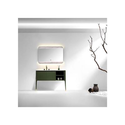 China Latest Design Modern White Quartzite Countertop Cabinet Bathroom Vanity LED Solid Wood Mirror Cabinet for sale