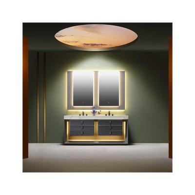 China High Quality Modern Luxury Style Hotel Bathroom Vanity Cabinet With LED Mirror for sale