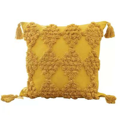 China Viable Moroccan Tuft Tassels Cushion Cover Handmade Neutral Style Decoration Pillow Cover For Sofa for sale