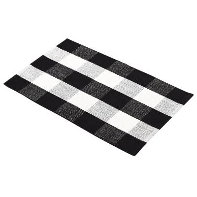 China Wholesale Top Washable Selling Black And White Cotton Rugs Anti Slip Buffalo Plaid Washable Blanket for sale