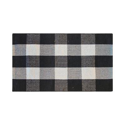 China New Arrival Washable High Quality Blue White Plaid Custom Anti Slip Printed Cover Rug Living Room for sale