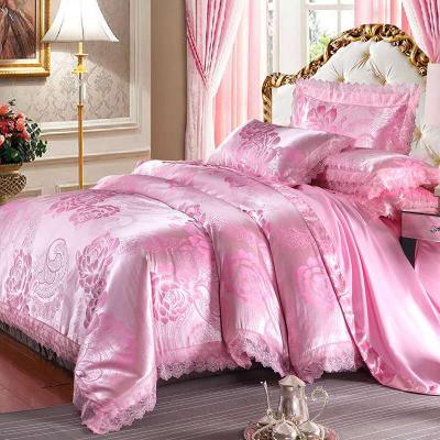 China Amazon Sustainable Sales High Quality Luxurious Satin Fabric Jacquard Bedding Set Polyester Cotton 4 Bedding Set for sale