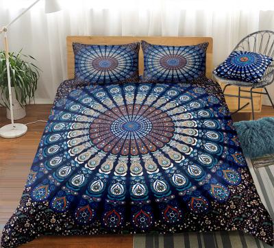 China New Design Nondisposable Ethnic Style Bedding Sets Custom Bohemian Linen Cotton Printed 3 Piece Bedding Set for sale