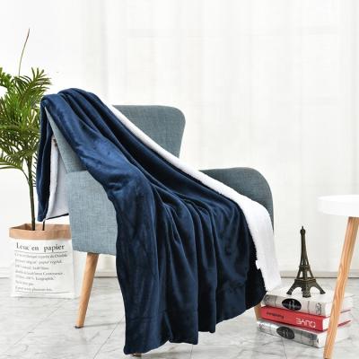 China Shrink Resistant Warm Soft Room Sofa Design Double Layer Thick Sherpa Luxury Fleece Throw Flannel Blanket for sale