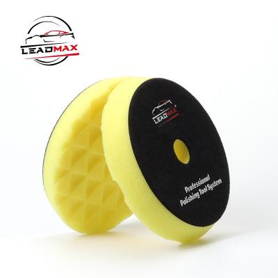 China LEADMAX Strong Longevity Sponge Car Foam Pad Yellow Diamond Imported Polishing Tool Cutting Finish Pads For Auto Waxing Polishing Detailing for sale