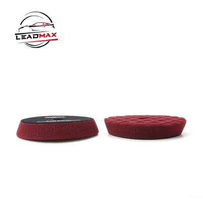 China Strong Durability Hot Sale LEADMAX 5 Inch Purplish Red Imported Sponge Diamond Car Polishing Foam Pad For Detailing for sale