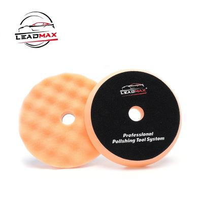 China Longevity Strong Orange 3/5/6/7 Inch Wave Styling Car Styling Foam Waffle Detailing Polishing Pads for sale