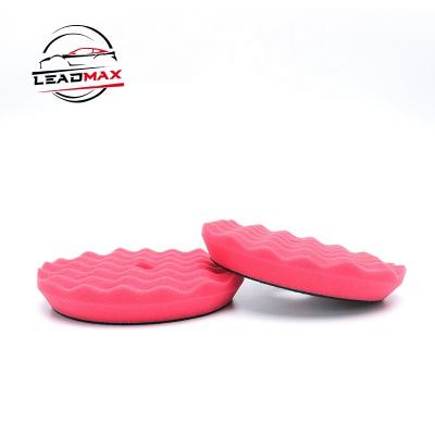 China Hot Selling Strong Durability Waffle Polishing Pads Car Care Products 5inch Polyurethane Foam Tilt Compound Wave DA Polisher Pads for sale