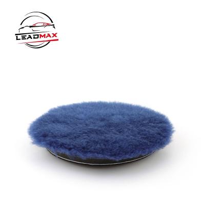 China LEADMAX Car Body Hot Selling 5 Inch Blue 100% Wool Polish Pad For Car Maintenance Wool Medium Cut Polishing Pads for sale