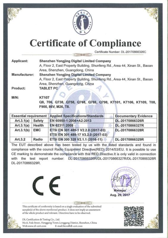 CE - Shenzhen Yongjing Digital Limited Company