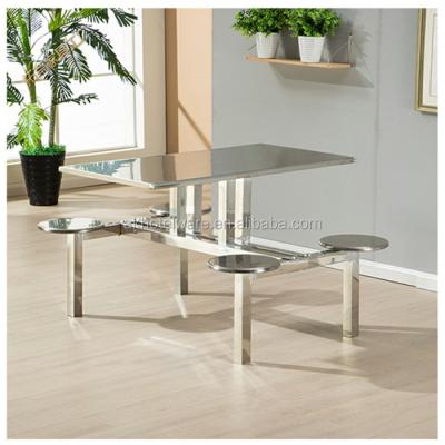 China Industrial kitchen/restaurant kitchen/dining room table stainless steel metal 6 seater table canteen and school restaurant furniture set lounge chair and chairs factory for sale