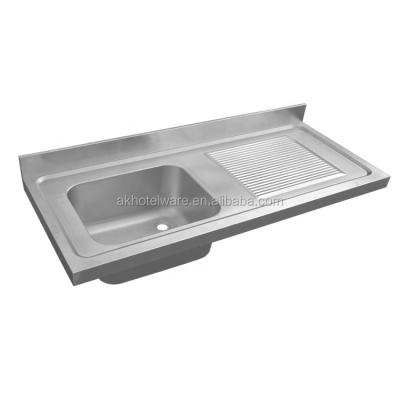 China Industrial Kitchen/Restaurant Industrial Kitchen/Canteen DUBAI Stainless Steel Double Sink Table Top With 2 Drainer Compartment Kitchen Sink Counter For Restaurant for sale