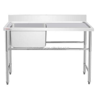 China Industrial Kitchen/Restaurant Kitchen/Australia Canteen Stock Restaurant Industrial Stainless Steel Single Sink With Drain Panel Industrial Kitchen Sink/Metal Lab Sink for sale