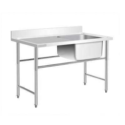 China Industrial Commercial Kitchen/Canteen Stock Australia Stainless Steel Sink Table Lavatory Restaurant Work Bench With Single Sink Factory for sale