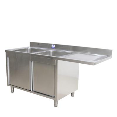 China Industrial Kitchen/Restaurant Kitchen/Canteen Customized Commercial Single Kitchen Stainless Steel Sink Bench With Cabinet In Philippines For Restaurant Equipment for sale