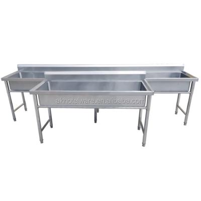 China Kitchen/restaurant kitchen/outdoor stainless steel canteen long station industrial sink industrial metal hand basin bench sink for sale for sale