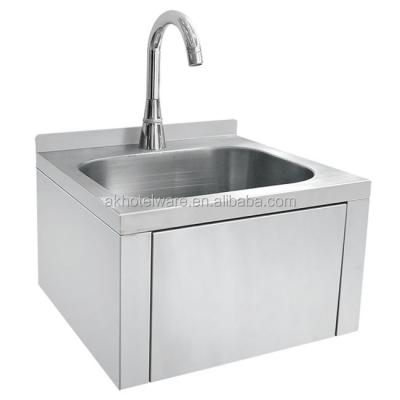 China Industrial portable kitchen project restaurant 304 stainless steel/restaurant kitchen/canteen kitchen knee operated hand basin price/commercial hotel wash sink factory for sale