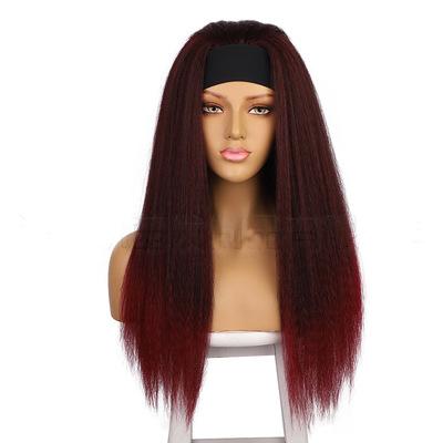 China Can't Be Dyed Headband Wig Wholesale Virgin Hair For Black Women With Synthetic Hair Wigs for sale