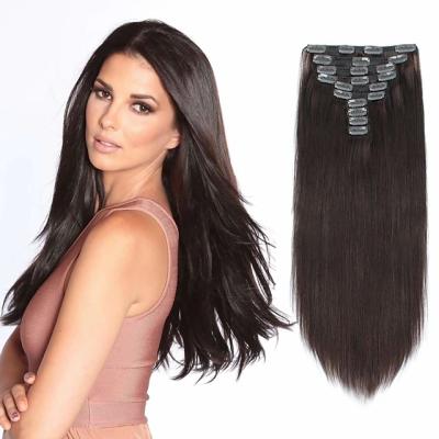 China Can Be Top Selling Dyed Straight Raw Hair Clip In Hair Extensions Hair With 1# Color For Afro Women for sale