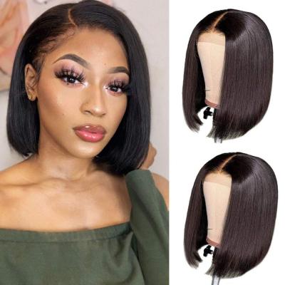 China Water Wave 180% Density Short Bob Hair Gluless Lace Front Closure Cambodian Hair Wigs for sale