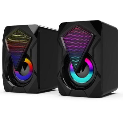 China Bass Stereo Sound Super Bass LED Wired X2 Game Computer Power USB Small RGB Mini Portable Speaker Desktop Speaker for sale