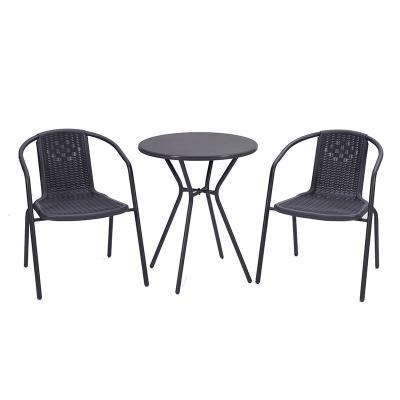 China Factory direct sale modern 3PCS outdoor garden set cafeteria restaurant dining round plastic table and chair for sale