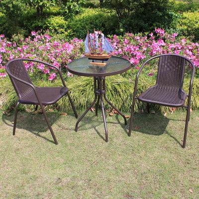 China Modern Simple Outdoor Courtyard Furniture Plastic Table Chair Plastic Garden Set for sale