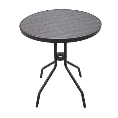 China Modern Wholesale Cheap Outdoor Plastic Furbiture Round PP Table With Woodgrain Design for sale