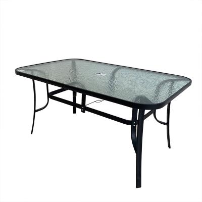 China Water Wave Glass Fashion Furniture Modern Tempered Square Dining Table Table for sale