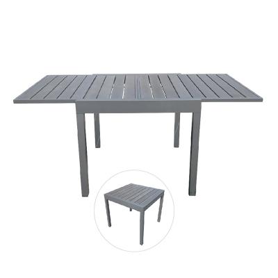 China Modern Aluminum Retractable Wooden Table Four Legs High Polyester Table For Outdoor Patio Dining for sale