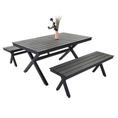 China Modern Portable Outdoor Garden Leisure Tube Black Dining Aluminum Materials Table for sale