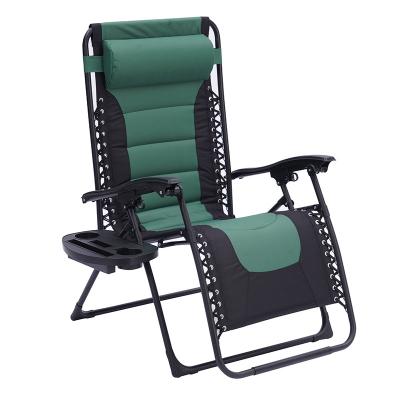 China Wholesale Adjustable Padded Foldable Outdoor Garden Recliner Modern Extra Height Sleep Furniture Weightless Chair GREEN for sale